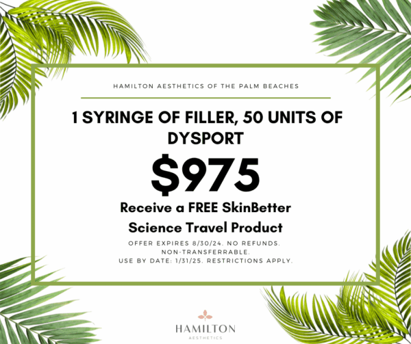 1 Syringe of Filler and 50 Units of Dysport for 5 (receive a FREE SkinBetter Science Travel Product)