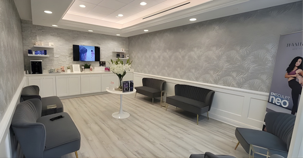 Modern treatment room interior at a med spa in Palm Beach Gardens